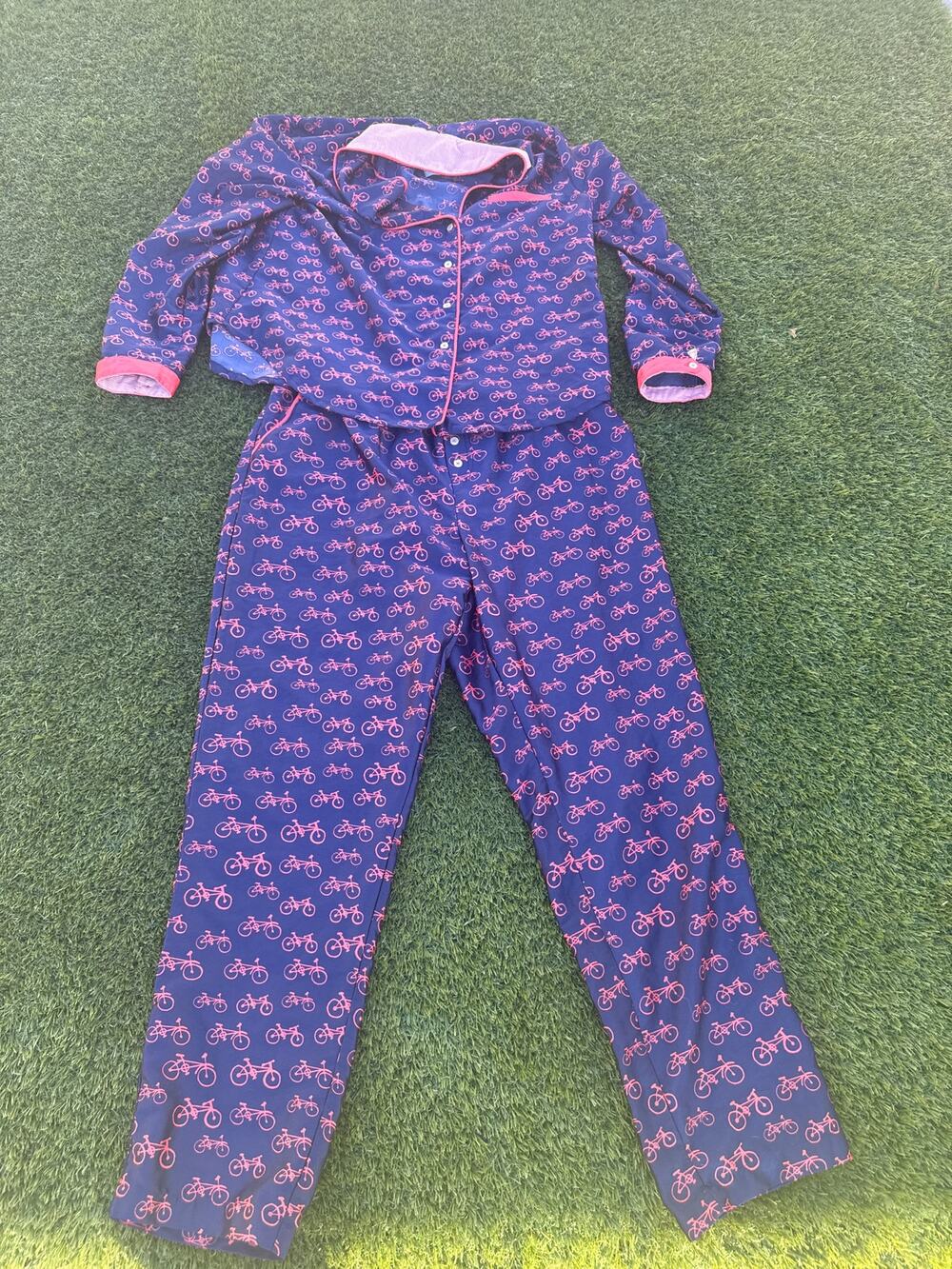 Anthropologie Eloise Bicycles Satin Pajama Set Women's M